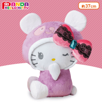 パンダハローキティ レースリボンBIGぬいぐるみ B.パープル