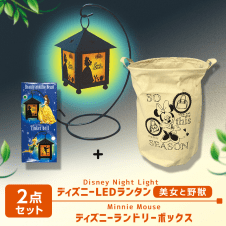 【数量限定】ディズニー ランドリーBOX ミニー＆LEDランタン(美女と野獣)セット