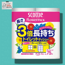 【トイレを100倍楽しむ方法】スコッティ フラワーパック 3倍長持ち トイレット4ロール 75mダブル