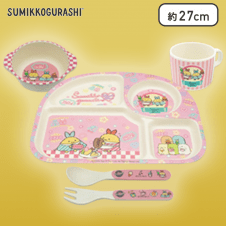 【ピンク】すみっコぐらし しっぽずダイナー プレミアムバンブーファイバー食器セット