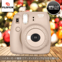 【5th anniversary】FUJIFILM チェキ instax mini8プラス 接写レンズ・純正ハンドストラップ付き ココア