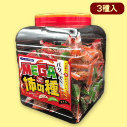 柿の種3種入りMEGA角ポット※賞味期限:2022/7/20