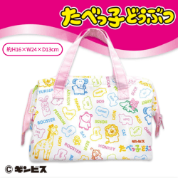 【キャラ&ビスケット総柄】たべっ子どうぶつがまぐちランチトートバッグ２
