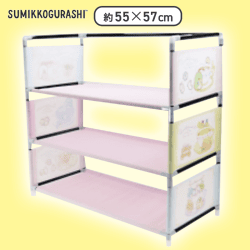 【ピンク】すみっコぐらし ふしぎなうさぎのおにわ ほっこり3段収納棚