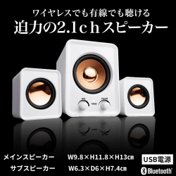 【ホワイト】Bluetooth　2.1chスピーカー　EXTRA