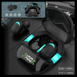 残量表示つきワイヤレスイヤホン ネオンブルー