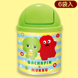 【グリーン】ガチャピン・ムックトラッシュ缶(プリントチョコ入)※賞味期限:2023/11/30