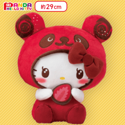 【レッド】パンダハローキティ ストロベリーショコラパレットBIGぬいぐるみ