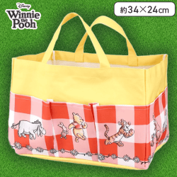 【イエロー】くまのプーさんプラチナムザッカポケット付収納バッグ