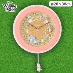 【ピンク】くまのプーさんプラチナムザッカスイングウォールクロック