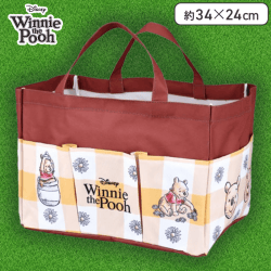 【ブラウン】くまのプーさんプラチナムザッカポケット付収納バッグ