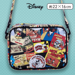 【ミッキー（ポスター風）】ミッキー＆フレンズ　プラチナムザッカPUレザーショルダーバッグ