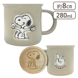 【グレージュ】スヌーピー はっ水マグカップ&コースター