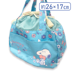 【ミント】スヌーピー　巾着付きトートバッグ