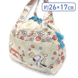 【ベージュ】スヌーピー　巾着付きトートバッグ