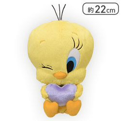 【パープル】ルーニー・テューンズ Mぬいぐるみ“トゥイーティー” ころりんハート