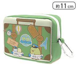 【グリーン】すみっコぐらし たびきぶん カラビナ付きポーチ