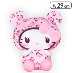 【ライトピンク】パンダハローキティ レディなヒョウ柄BIGぬいぐるみ