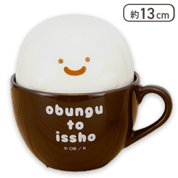 【ブラウン】お文具といっしょ ラテアート風ふた付きマグカップ