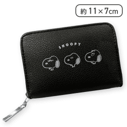 【ブラック】スヌーピー コンパクトファスナーウォレット3