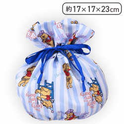 【ストライプ】くまのプーさん プレミアムサテン巾着