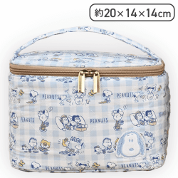 【ブルー】SNOOPY プレミアムキルティングバニティポーチ