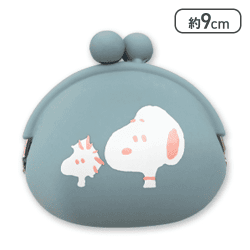 【ブルーグレー】スヌーピー　シリコンがまぐちポーチ4