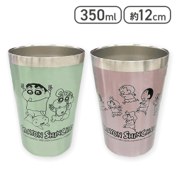 【グリーン&パープル】クレヨンしんちゃん なかよしステンレスペアタンブラー2