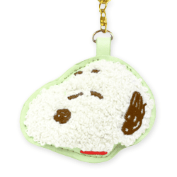 【グリーン】スヌーピー　ふわふわワッペンキーホルダー