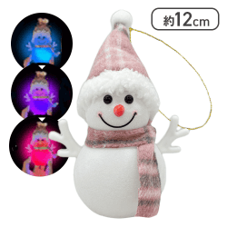 【単品配送不可】【雪だるま(ピンクチェック)】ファンタジーミニスノーマンライト3