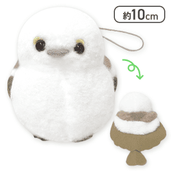 【ブラウン】ふわぽわシマエナガマスコット2