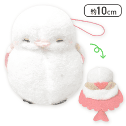 【レッド】ふわぽわシマエナガマスコット2