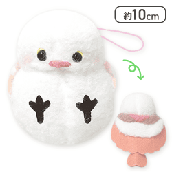 【ピンク】ふわぽわシマエナガマスコット2