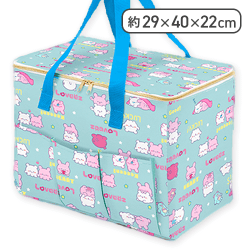 【ブルー】らぶいーず 3ポケット付き保冷バッグ