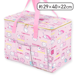 【ピンク】らぶいーず 3ポケット付き保冷バッグ