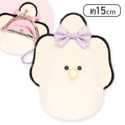【むらさき】つぶらな瞳のなまがき おめかし ぬいぐるみがまぐち