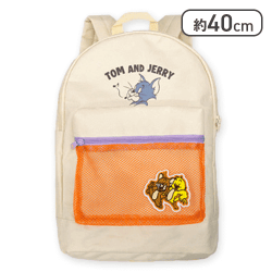 【グレージュ】トムとジェリー メッシュポケットストリートリュック