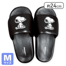 【ブラックM】スヌーピー 厚底シャワーサンダル