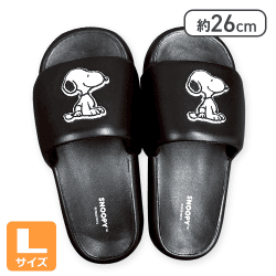 【ブラックL】スヌーピー 厚底シャワーサンダル