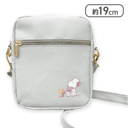 【ライトグレー】スヌーピーPUショルダーバッグ