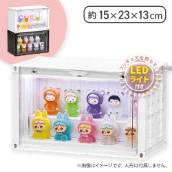 【ホワイト】LEDライト付きフィギュアディスプレイコンテナBOX 
