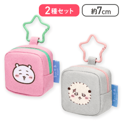 【ちいかわ＆ラッコ】ちいかわカラビナつき刺繍スクエアミニポーチ