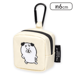 【パグさん】ナガノキャラクターズ カラビナ付き刺繍スクエアポーチ