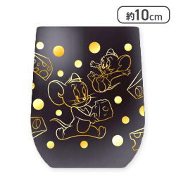 【ブラック＆ゴールド】トム&ジェリーキラキラメッキグラス 