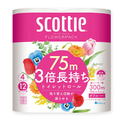 スコッティ フラワーパック 3倍長持ち 4ロール(ダブル)