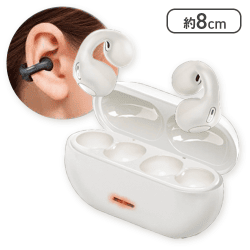 【ホワイト】イヤーカフスタイルTWSイヤフォン