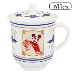 【ミッキー】ミッキーマウス＆ミニーマウス アジアンスタイル ふた付き茶器風マグカップ