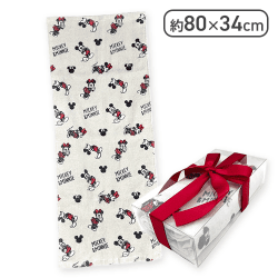 【ホワイト】ディズニーリボンBOXフェイスタオル