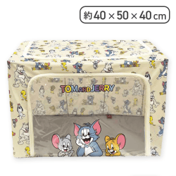 【クリーム】トムとジェリー 折りたたみ窓付き収納BOX