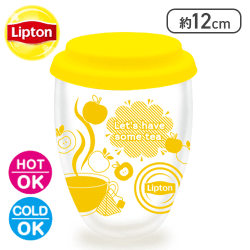【アップル】リプトン　蓋付きダブルウォールグラス